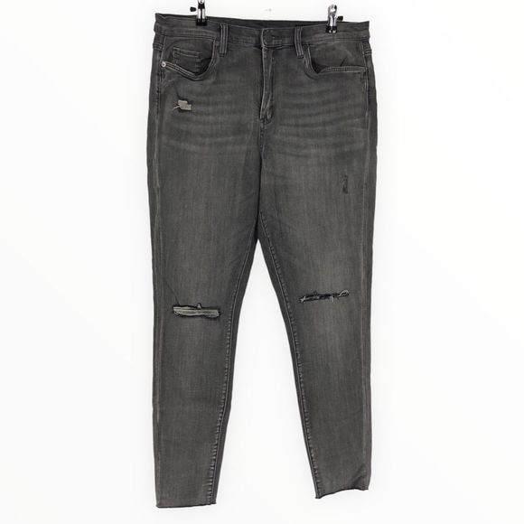 BLANK NYC The Great Jones Distressed High Rise Grey Scissor Cut Hem Skinny Jean - Picture 2 of 13